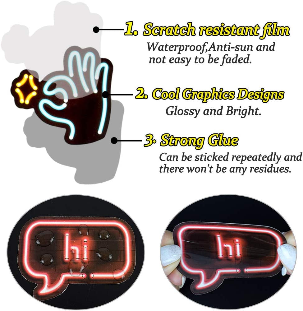 Neon Stickers for Teens Students Prizes Party Supplies Waterproof Vinyl Stickers for Water Bottle Laptop 50Pcs