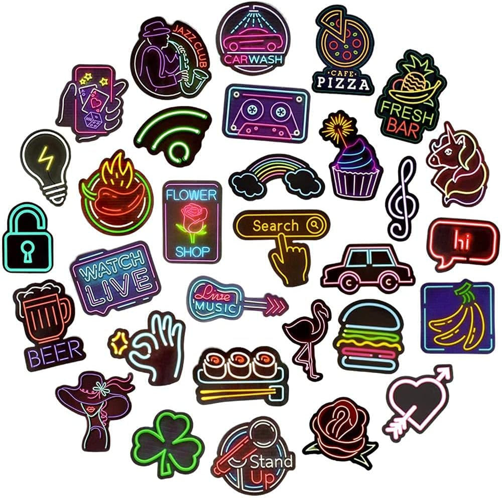 Neon Stickers for Teens Students Prizes Party Supplies Waterproof Vinyl Stickers for Water Bottle Laptop 50Pcs